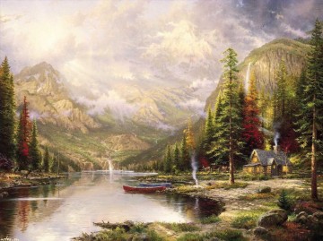 Thomas Kinkade Painting - Majestad de la montaña Thomas Kinkade